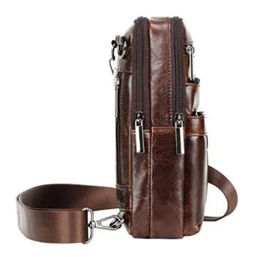 Stylish Small Leather Messenger Bag for Men Women