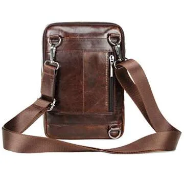 Stylish Small Leather Messenger Bag for Men Women