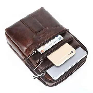 Stylish Small Leather Messenger Bag for Men Women
