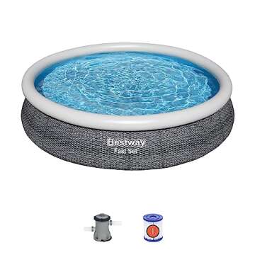 Bestway Fast Set 12’ x 30” Inflatable Round Soft Sided Above Ground Pool Set