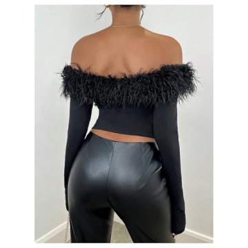 Faux Fur Off Shoulder Crop Top for Women | Chic Style