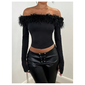 Faux Fur Off Shoulder Crop Top for Women | Chic Style