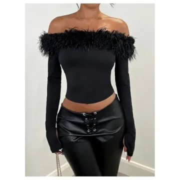 Faux Fur Off Shoulder Crop Top for Women | Chic Style