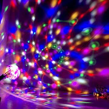 2Pcs Colorful Rotating Magic Ball Light Plug in Disco Ball Light Bulb with Sockets,Magic Ball RGB LED Stage Light for Home Room Dance Parties