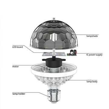 2Pcs Colorful Rotating Magic Ball Light Plug in Disco Ball Light Bulb with Sockets,Magic Ball RGB LED Stage Light for Home Room Dance Parties