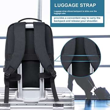 Victoriatourist 15.6-Inch Laptop Backpack - Slim, Durable, Water Resistant with USB Charging Port for College, Business, Travel