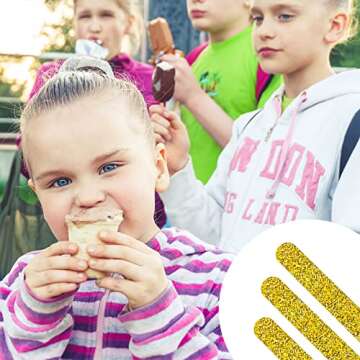 PACKIN WAY 60 Pieces Reusable Glitter Acrylic Popsicle Sticks Multicolored Ice Cream Pop Candy Cake Sticks for Ice Cream, Popsicle, Kids Projects (Gold)