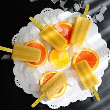 PACKIN WAY 60 Pieces Reusable Glitter Acrylic Popsicle Sticks Multicolored Ice Cream Pop Candy Cake Sticks for Ice Cream, Popsicle, Kids Projects (Gold)