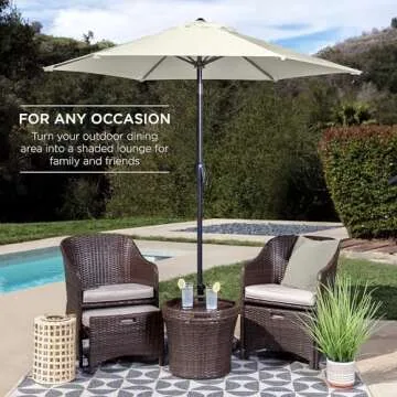 Best Choice Products 7.5ft Heavy-Duty Round Outdoor Market Table Patio Umbrella w/Steel Pole, Push Button Tilt, Easy Crank Lift - Ivory