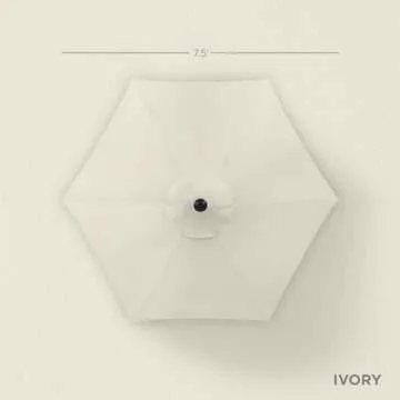 Best Choice Products 7.5ft Heavy-Duty Round Outdoor Market Table Patio Umbrella w/Steel Pole, Push Button Tilt, Easy Crank Lift - Ivory