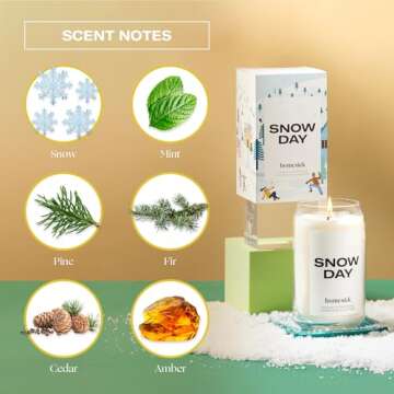 Homesick Scented Candles for Home (Snow Day) - 13.75 oz Long-Lasting Natural Soy Wax Blend Jar Candle Gifts for Women & Men, 60-80 Hours Burn Time - Notes of Crisp Air, Frosted Mint & Santal