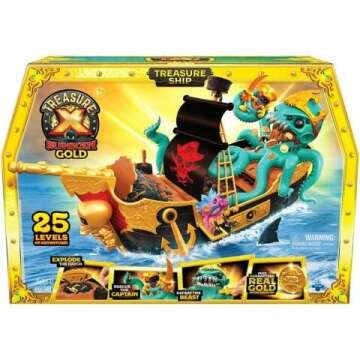 Treasure X Sunken Gold Treasure Ship Playset - 25 Adventure Levels