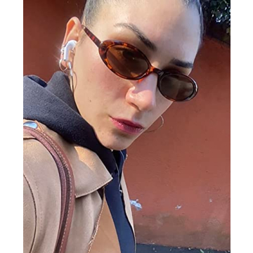 Trendy 90s Oval Sunglasses for Women UV400 Protection