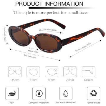 Trendy 90s Oval Sunglasses for Women UV400 Protection