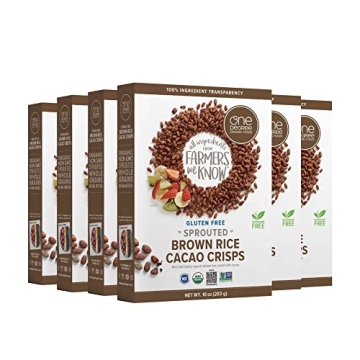 Organic Sprouted Brown Rice Cacao Crisps - Gluten Free, Non-GMO Chocolate Cereal, 6 Pack