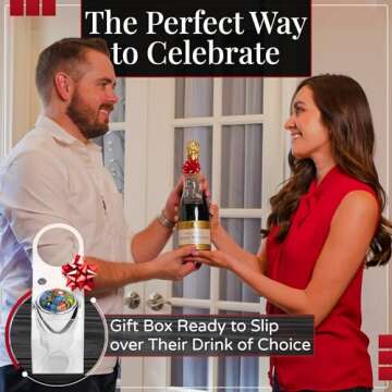 Champagne Stopper for Champagne & Wine – Patented Seal, Sparkling Wine Stopper preserves Bubbles & Taste – Champagne Stopper & hanging gift box, Pro Grade Wine Stopper by Evan James Champagne Stoppers