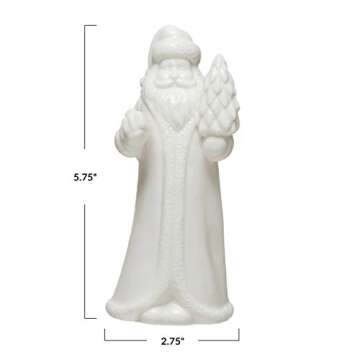 Creative Co-Op 2-3/4"L x 2-1/2"W x 5-3/4"H Stoneware Santa, White Figures and Figurines, Multi