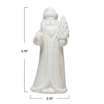Creative Co-Op 2-3/4"L x 2-1/2"W x 5-3/4"H Stoneware Santa, White Figures and Figurines, Multi