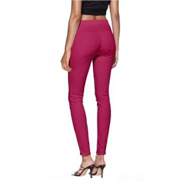 Hybrid & Company Super Comfy Stretch with Full Elastic Waist Pull On Hot Pink Millennium Twill Pant KP44972 Fuchsia L
