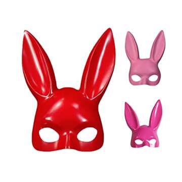 UICIOP Christmas Party Mask Halloween Party Mask Cute Bunny Mask Bar KTV Party Bunny Mask (Red)