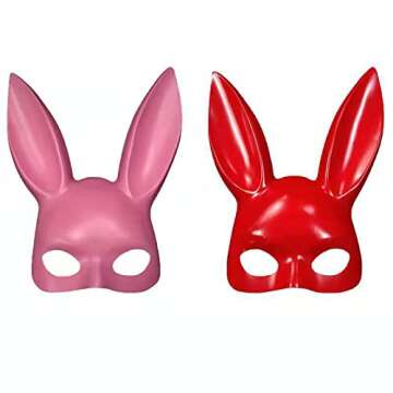 UICIOP Christmas Party Mask Halloween Party Mask Cute Bunny Mask Bar KTV Party Bunny Mask (Red)