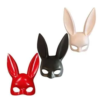 UICIOP Christmas Party Mask Halloween Party Mask Cute Bunny Mask Bar KTV Party Bunny Mask (Red)