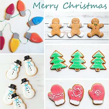 JOB JOL Christmas Cookie Cutters 6 PCS, 4'', Gingerbread Man, Christmas Tree, Snowman, Light Bulb, Mitten