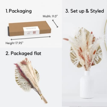 Elegant Dried Pink Pampas Grass Bouquet for Home