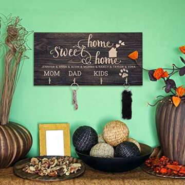 People People Personalized Wood Key Hanger for Wall | New Home Décor Gift for Wedding Housewarming | Customized Gifts for Couple Mr Mrs Key Ring Holder Hook | Key Rack | C01D05