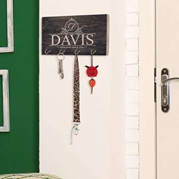 People People Personalized Wood Key Hanger for Wall | New Home Décor Gift for Wedding Housewarming | Customized Gifts for Couple Mr Mrs Key Ring Holder Hook | Key Rack | C01D05