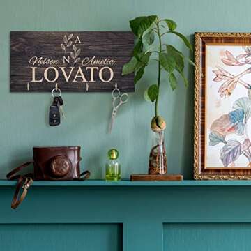 People People Personalized Wood Key Hanger for Wall | New Home Décor Gift for Wedding Housewarming | Customized Gifts for Couple Mr Mrs Key Ring Holder Hook | Key Rack | C01D05