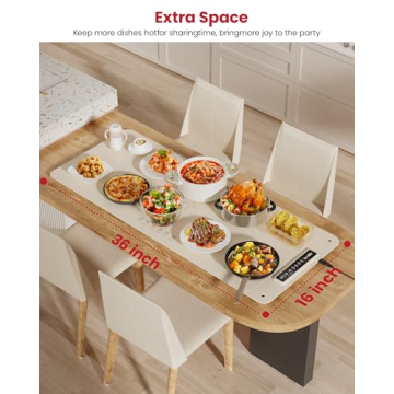 Extra Large Food Warming Mat for Parties with 4 Settings - Beige