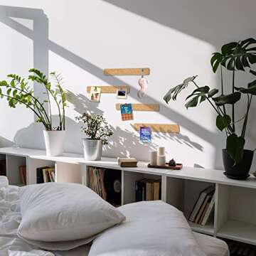 Felt Pin Boards Bar Strips for Walls Bulletin Board Removable with 24 Command Strips Memo Notice Boards as Classroom Office Decor, 4 Pack, 40 Push Pins