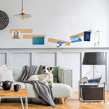 Felt Pin Boards Bar Strips for Walls Bulletin Board Removable with 24 Command Strips Memo Notice Boards as Classroom Office Decor, 4 Pack, 40 Push Pins