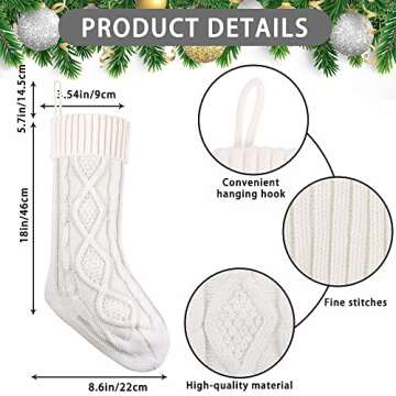 XIMISHOP 6pack Christmas Stockings, 18inch Large Personalized Cable Knitted Xmas Hanging Stocking De...