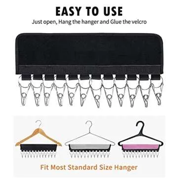 Hat Rack for Baseball Caps, 2 Pack Hat Organizer Holder for Hanger & Room Closet Display, 24 Hat Storage Clips for Hang Ball Caps Winter Beanie & Accessories(Black+Black)