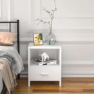 VECELO Modern Nightstand with Drawer - Stylish & Durable