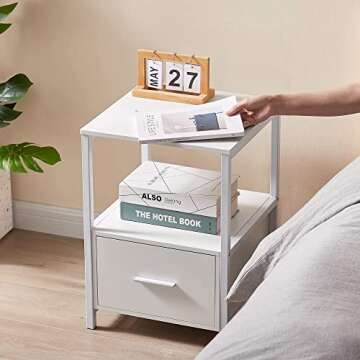VECELO Modern Nightstand with Drawer - Stylish & Durable