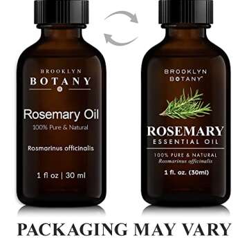 Brooklyn Botany Rosemary Essential Oil – 100% Pure and Natural – Premium Grade Oil with Dropper - for Aromatherapy and Diffuser - 1 Fl Oz