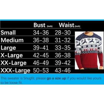 Men's Christmas Holiday Reindeer Snowman Santa Snowflakes Traditional Knitted Ugly Sweater (Large, RndrFS-M15)