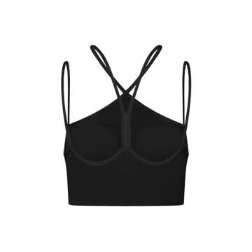 MEIVSO Women's Halter Sports Bra Spaghetti Thin Strap Padded Workout Yoga Y Back Bras Black XS