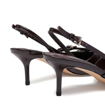 VOLEECE Women's Slingback Kitten Heels in Wine Red