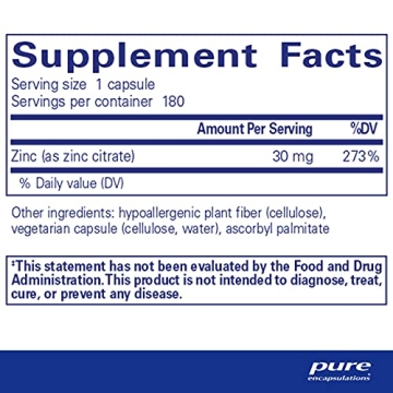Pure Encapsulations Zinc Citrate for Immune Support - 180 Capsules