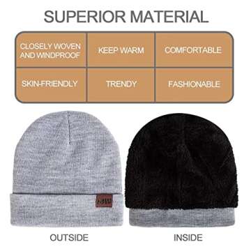 Winter 1-3 PCS Beanie Hat Gloves Scarf For Men And Women, Knit Thick Fleece Lined Warm Touchscreen G...