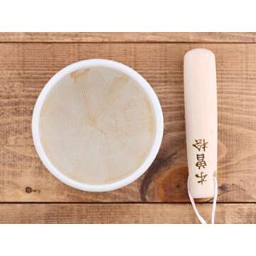 Zen Table Japan Round Mortar & Pestle Set (Suribachi & Surikogi) 4.2 inches Made in Japan - White