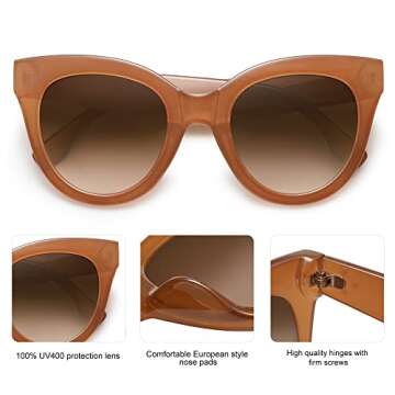 SOJOS Retro Oversized Cateye Sunglasses for Women Large Vintage Trendy Shades SJ2074, Orange/Brown