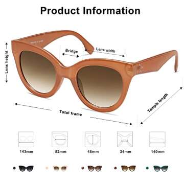 SOJOS Retro Oversized Cateye Sunglasses for Women Large Vintage Trendy Shades SJ2074, Orange/Brown