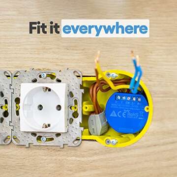 Shelly 1 Relay Switch, WiFi Smart Home Automation, Compatible with Alexa & Google Home, iOS Android App, No Hub Required, Wireless Light Switch, DIY Remote Control Garage Door, UL Certified, 4 Pack