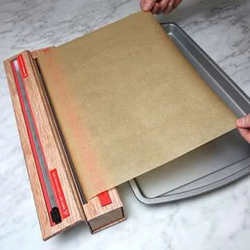 ChicWrap Wood Grain Parchment Paper Dispenser with 15"x 41" Sq. Ft Roll of Culinary Parchment Paper - Reusable with Slide Cutter Technology