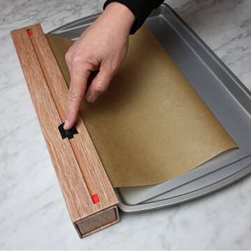 ChicWrap Wood Grain Parchment Paper Dispenser with 15"x 41" Sq. Ft Roll of Culinary Parchment Paper - Reusable with Slide Cutter Technology